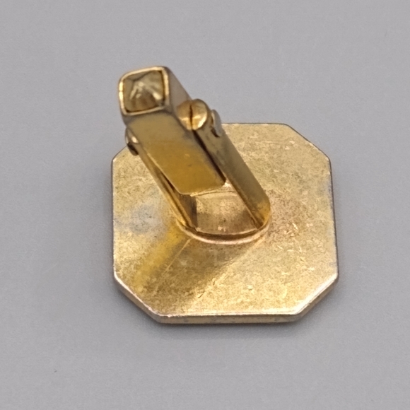 Gold Geometric Pyramid Cuff Links Vintage - Picture 11 of 12